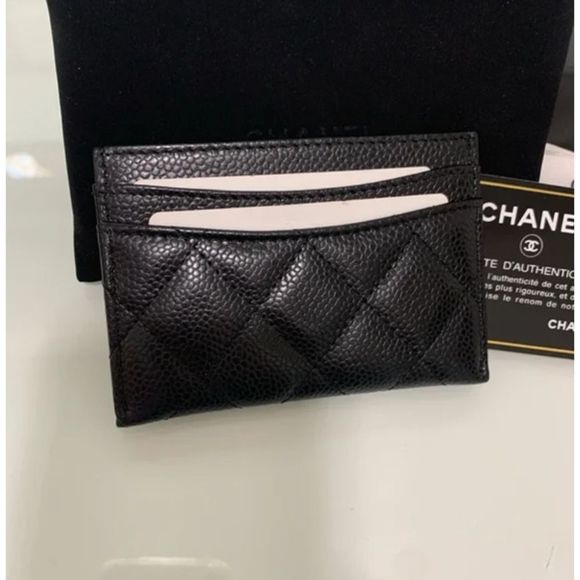 CHANEL GOLD Classic Black Caviar Leather Card Holder - Picture 15 of 15